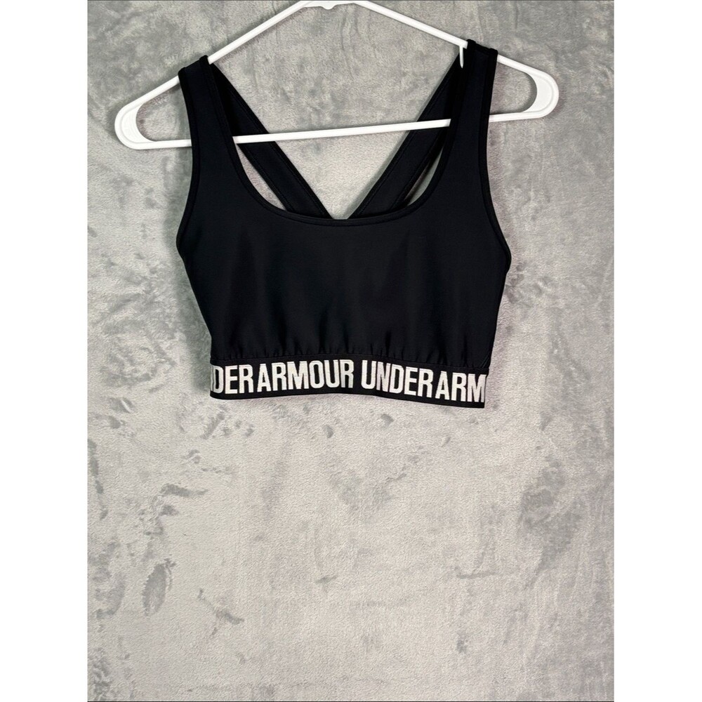 Under Armour Black Logo Band Sports Bra Unlined Size Large